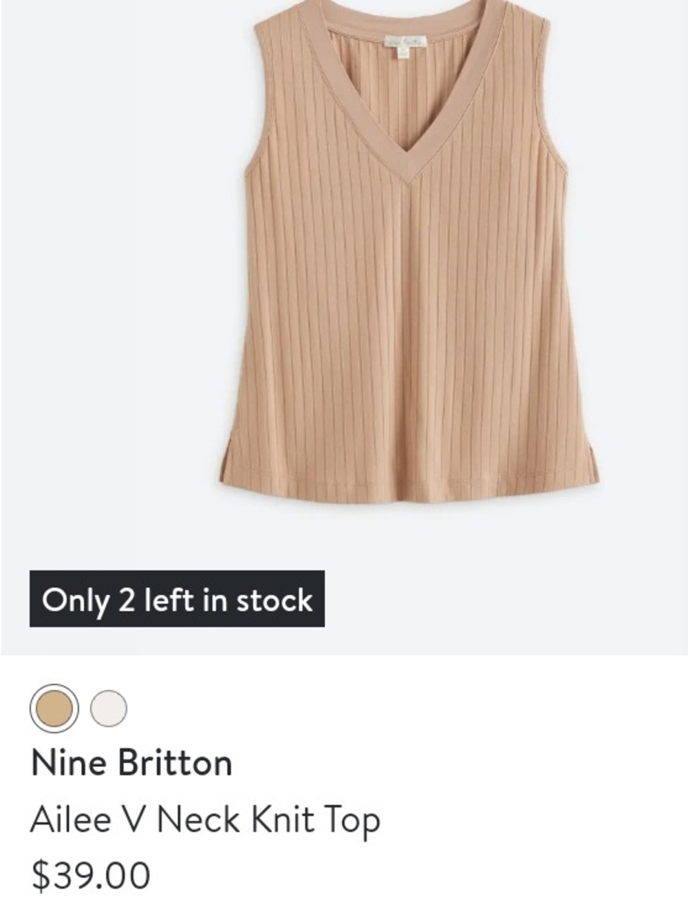 Nine Britton Ailee V-Neck Knit Top in Beige